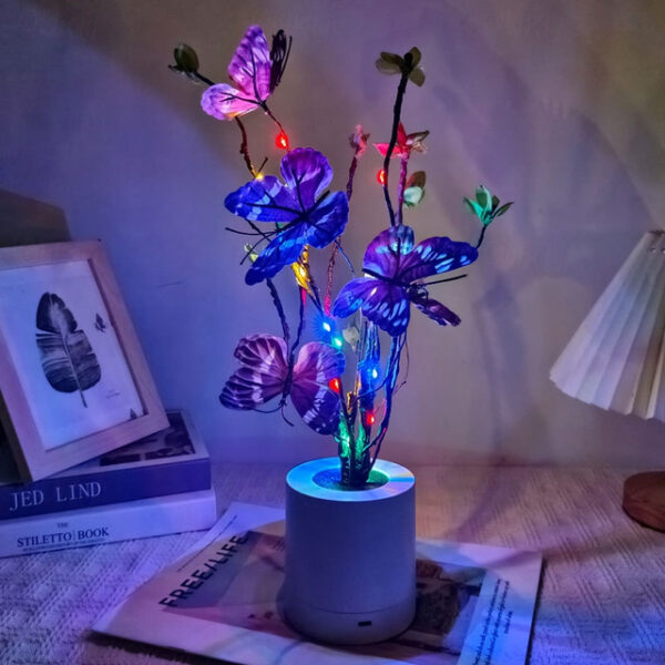 Women's Day Gifts LED Butterfly Night Light Wealth Fruit Red Fruit Atmosphere Light Room Green Plants Artificial Flowers Tulip Simulation Flower Decor