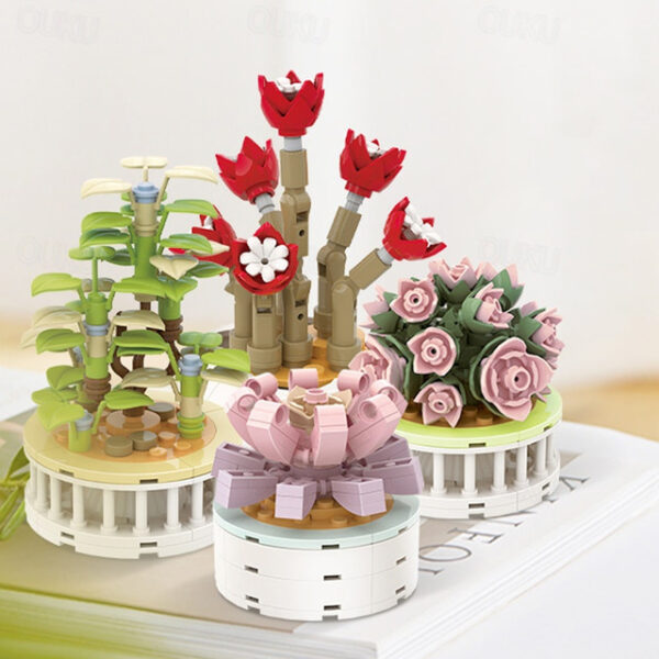 Women's Day Gifts Succulent Building Block Flower Ds1013-ds1017 Potted Plant Series Creative Diy Puzzle Toys Decorative Flower Ornaments Mother's Day