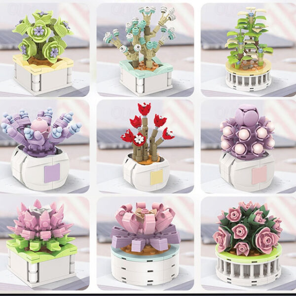 Women's Day Gifts Succulent Building Block Flower Ds1013-ds1017 Potted Plant Series Creative Diy Puzzle Toys Decorative Flower Ornaments Mother's Day