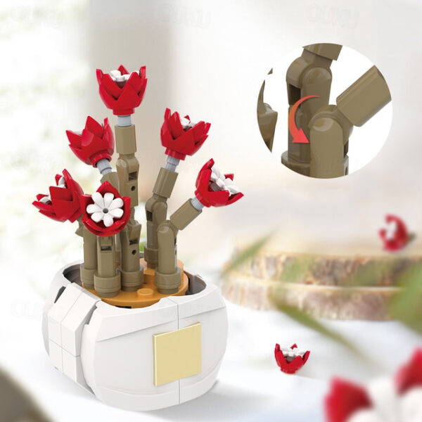 Women's Day Gifts Succulent Building Block Flower Ds1013-ds1017 Potted Plant Series Creative Diy Puzzle Toys Decorative Flower Ornaments Mother's Day