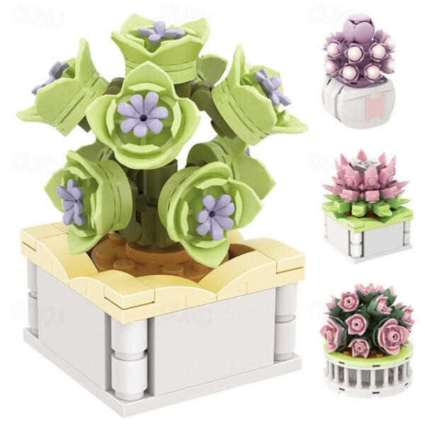 Women's Day Gifts Succulent Building Block Flower Ds1013-ds1017 Potted Plant Series Creative Diy Puzzle Toys Decorative Flower Ornaments Mother's Day