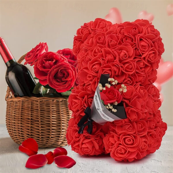 Women's Day Gifts TEDDY Day Rose Eternal Flower Valentine's Day Birthday Gift to Girlfriend Rose Bear with Flower Gift Flower Mother's Day Gifts for M