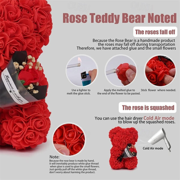 Women's Day Gifts TEDDY Day Rose Eternal Flower Valentine's Day Birthday Gift to Girlfriend Rose Bear with Flower Gift Flower Mother's Day Gifts for M