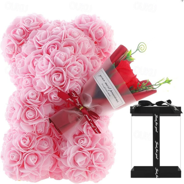 Women's Day Gifts TEDDY Day Rose Eternal Flower Valentine's Day Birthday Gift to Girlfriend Rose Bear with Flower Gift Flower Mother's Day Gifts for M