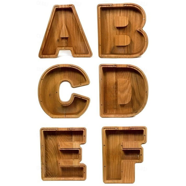 Wooden Letter Piggy Bank 26 Alphabets Wooden Coin Piggy Bank Christmas Birthday Toy Gift Home Decoration for Kids 2025 - US $12.99