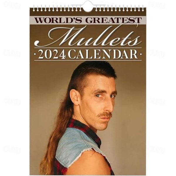 World's Greatest Mullets - 2024 Wall Calendar,2024 Calendar Monthly With Cool Hilarious Hairstyle,Living Room Home Decor 12 Month Calendar For Plannin