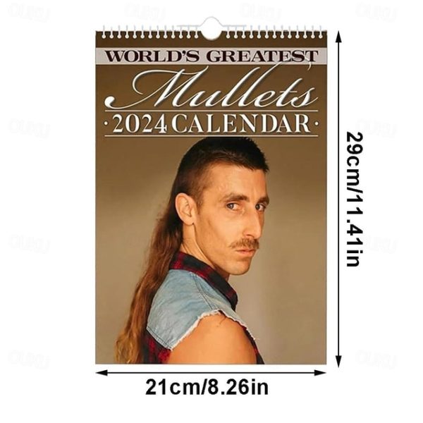 World's Greatest Mullets - 2024 Wall Calendar,2024 Calendar Monthly With Cool Hilarious Hairstyle,Living Room Home Decor 12 Month Calendar For Plannin